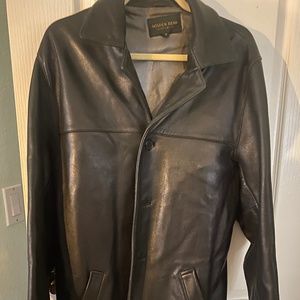 Vintage Golden Bear Black Leather Men's Medium Lined Jacket